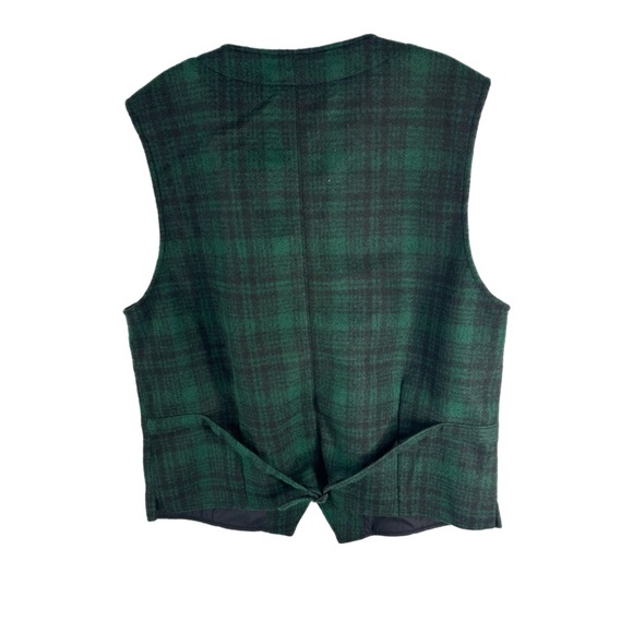 NWT PIOMBO Green Plaid Vest with Pockets - Picture 2 of 4